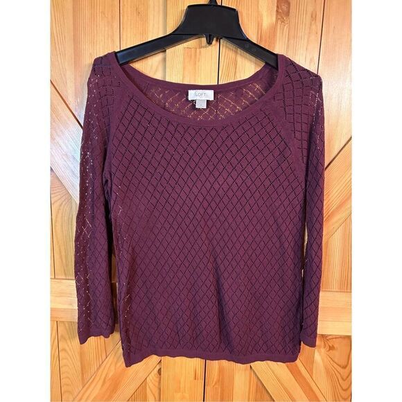 Ann Taylor LOFT Maroon Knit Long Sleeve Sweater Size Small (4140) - Picture 1 of 5